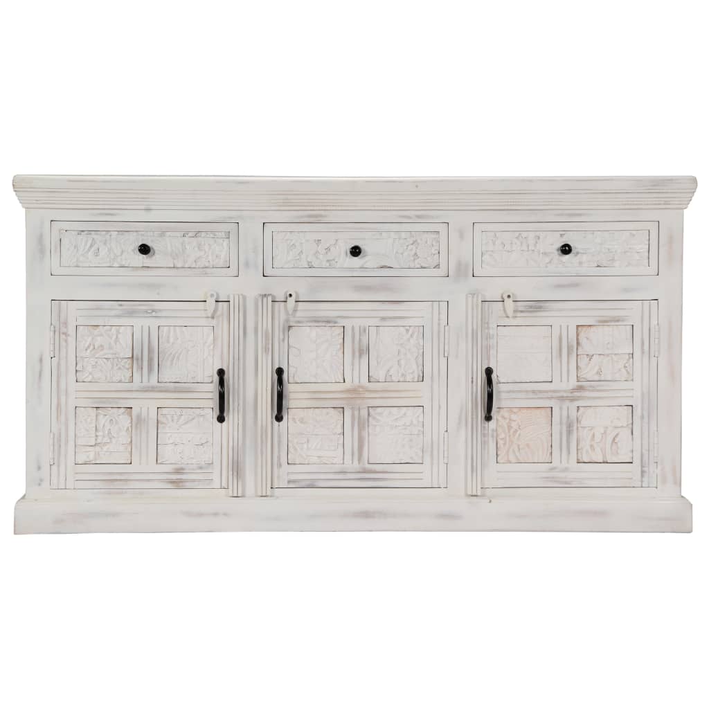 Sideboard White 140x40x74 cm Solid Mango Wood