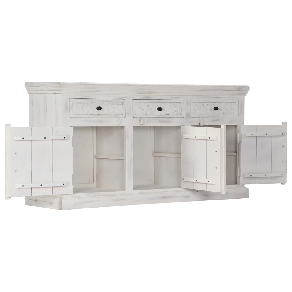 Sideboard White 140x40x74 cm Solid Mango Wood