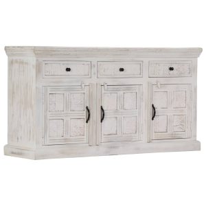 Sideboard White 140x40x74 cm Solid Mango Wood