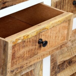 Sideboard White and Brown 140x40x90 cm Solid Rough Mango Wood