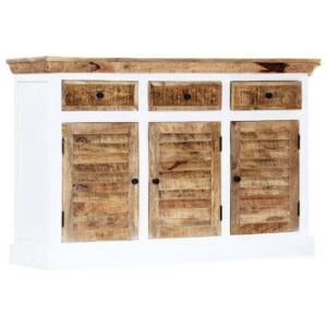 Sideboard White and Brown 140x40x90 cm Solid Rough Mango Wood