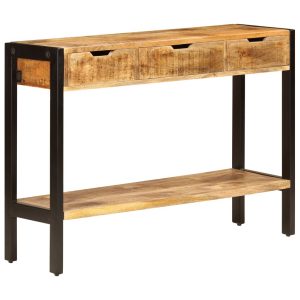 Industrial Console Table with 3 Drawers Light Mango Wood 110x35x75cm