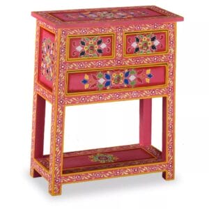 Sideboard with Drawers Solid Mango Wood Pink Hand Painted