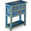 Sideboard with Drawers Solid Mango Wood Turquoise Hand Painted