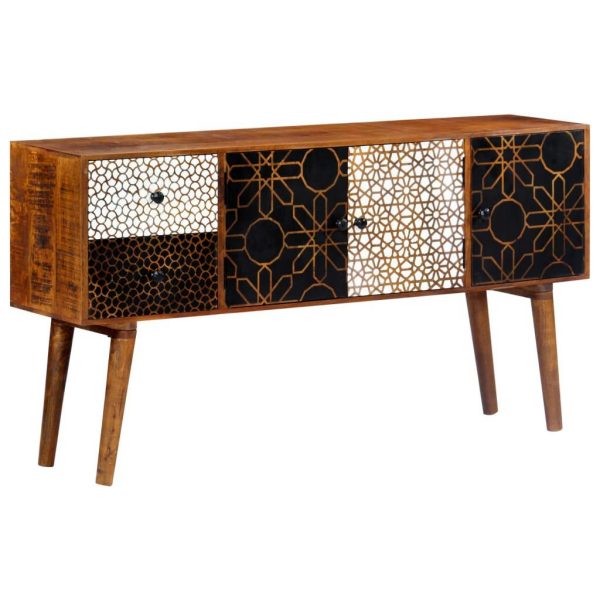 Sideboard With Printed Pattern 130X30X70 Cm Solid Mango Wood