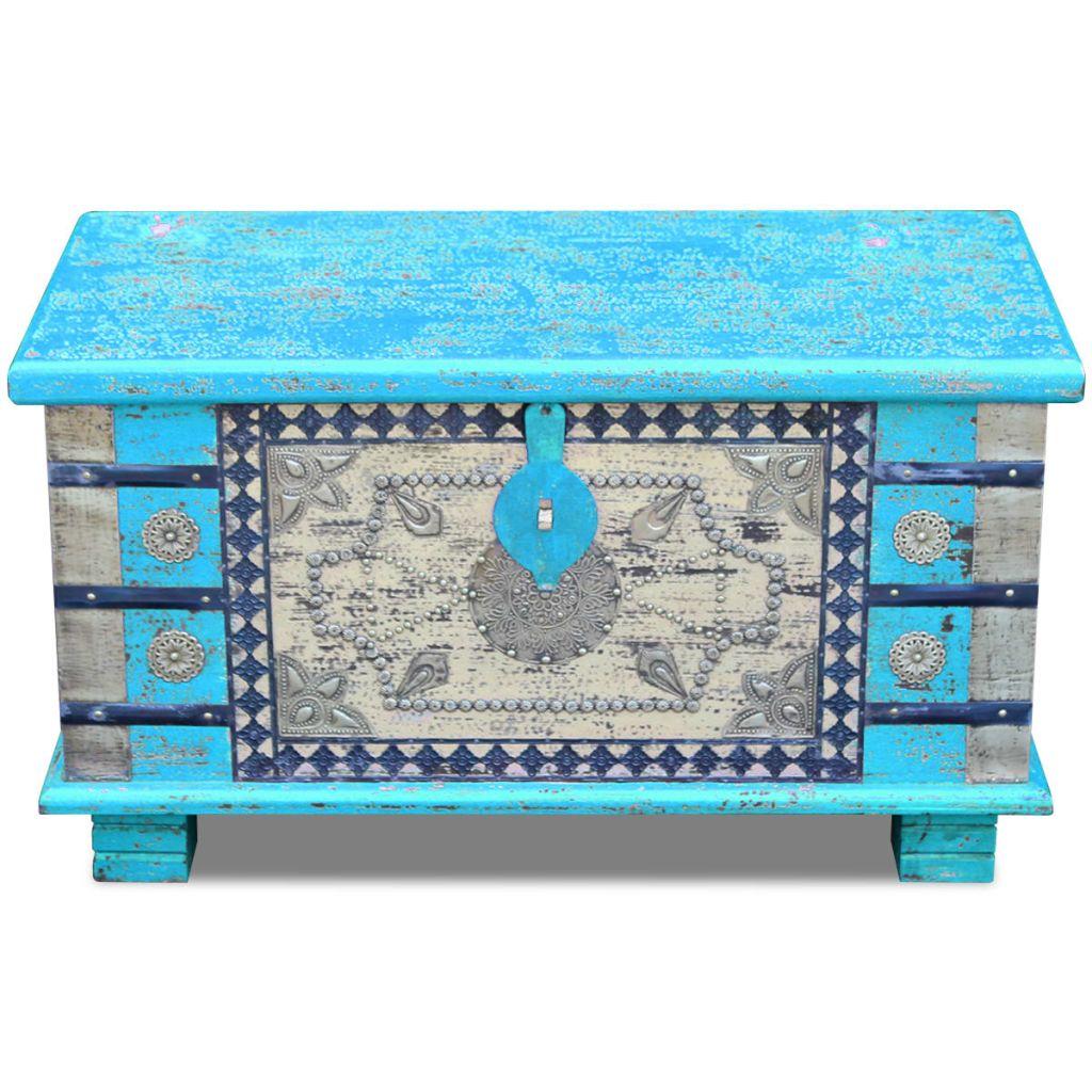 Storage Chest Blue Mango Wood 80x40x45 cm