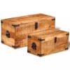 Storage Chest Set 2 Pieces Rough Mango Wood