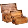Storage Chest Set 2 Pieces Rough Mango Wood