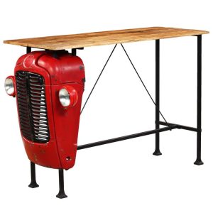 Tractor Bar Table Solid Mango Wood Red 60x150x107 cm