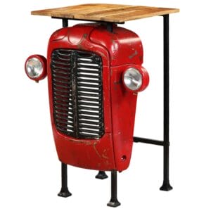 Tractor Bar Table Solid Mango Wood Red 60x60x107 cm