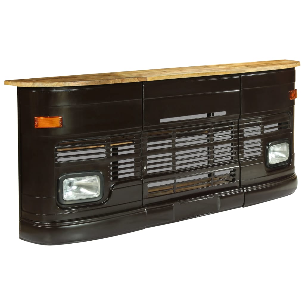Truck Bar Table Real Mango Wood Dark Grey