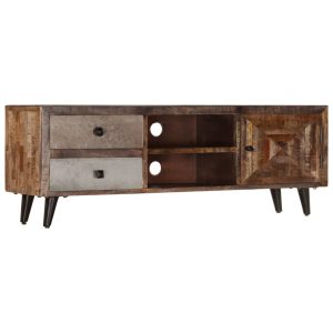 Vintage TV Cabinet 2 Drawer 1 Door 118cm Wide Mango Wood