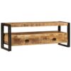 Industrial 2 Drawer Plasma TV Unit Rough Sawn Mango Wood