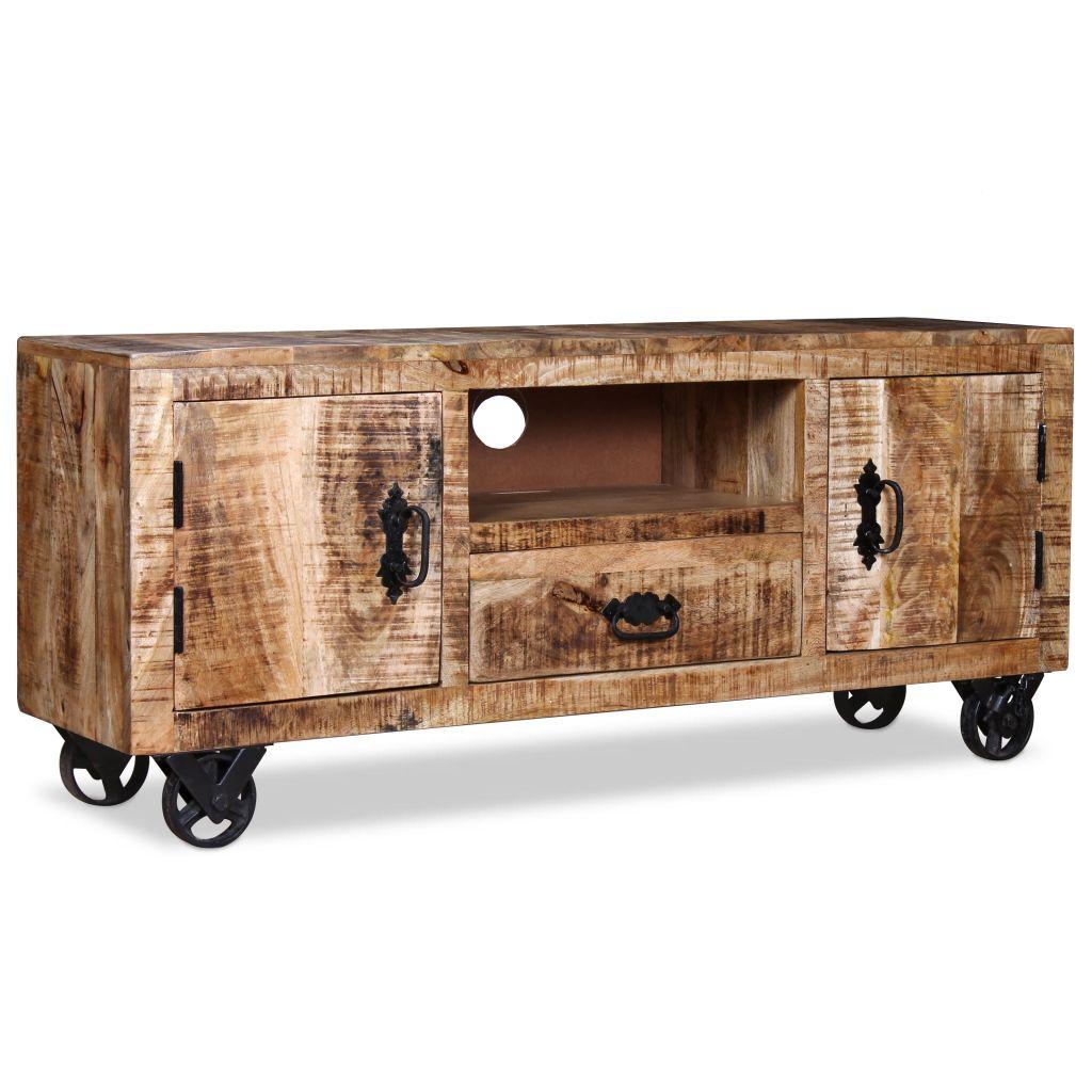 Industrial TV Cabinet Rough Mango Wood 120x30x50 cm
