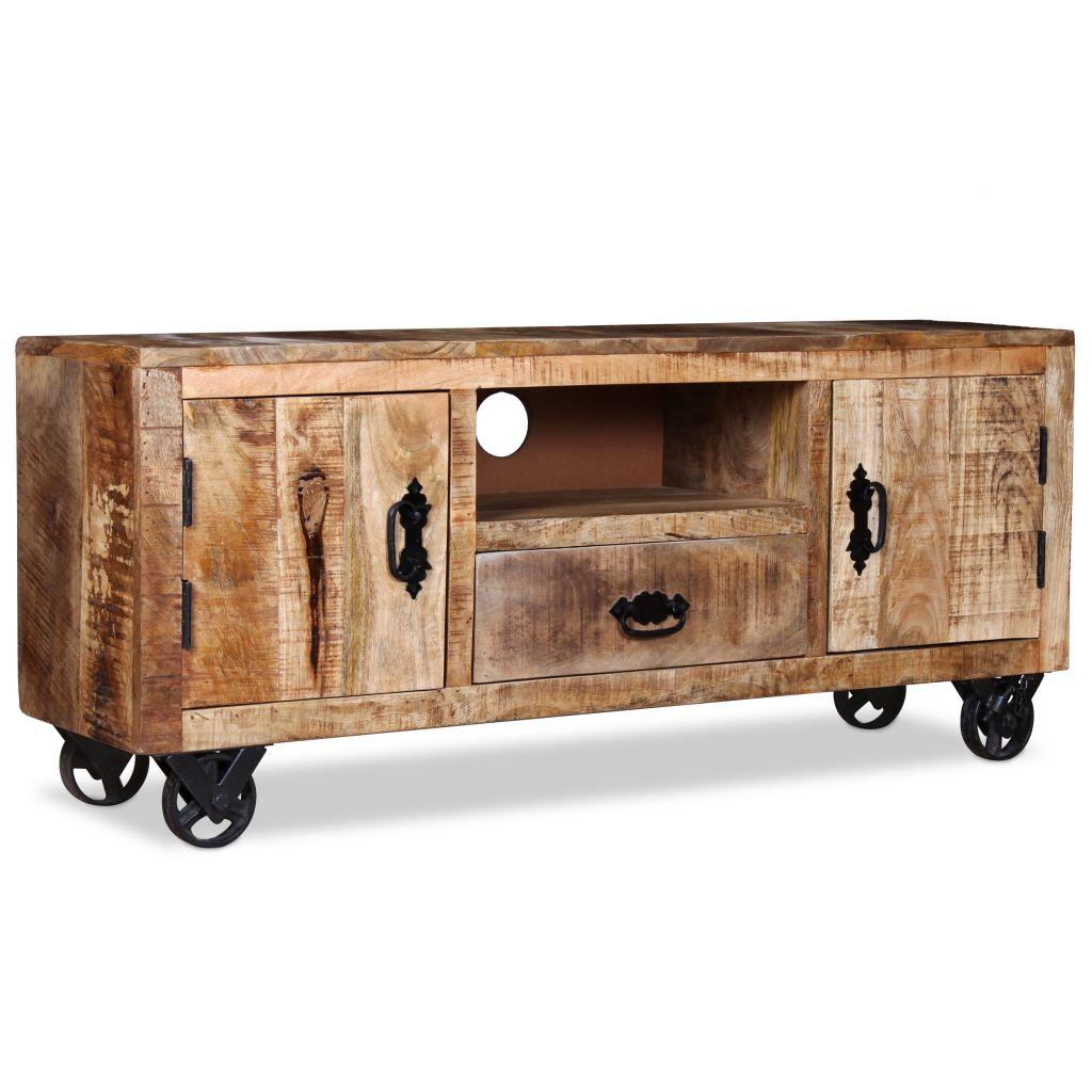 Industrial TV Cabinet Rough Mango Wood 120x30x50 cm