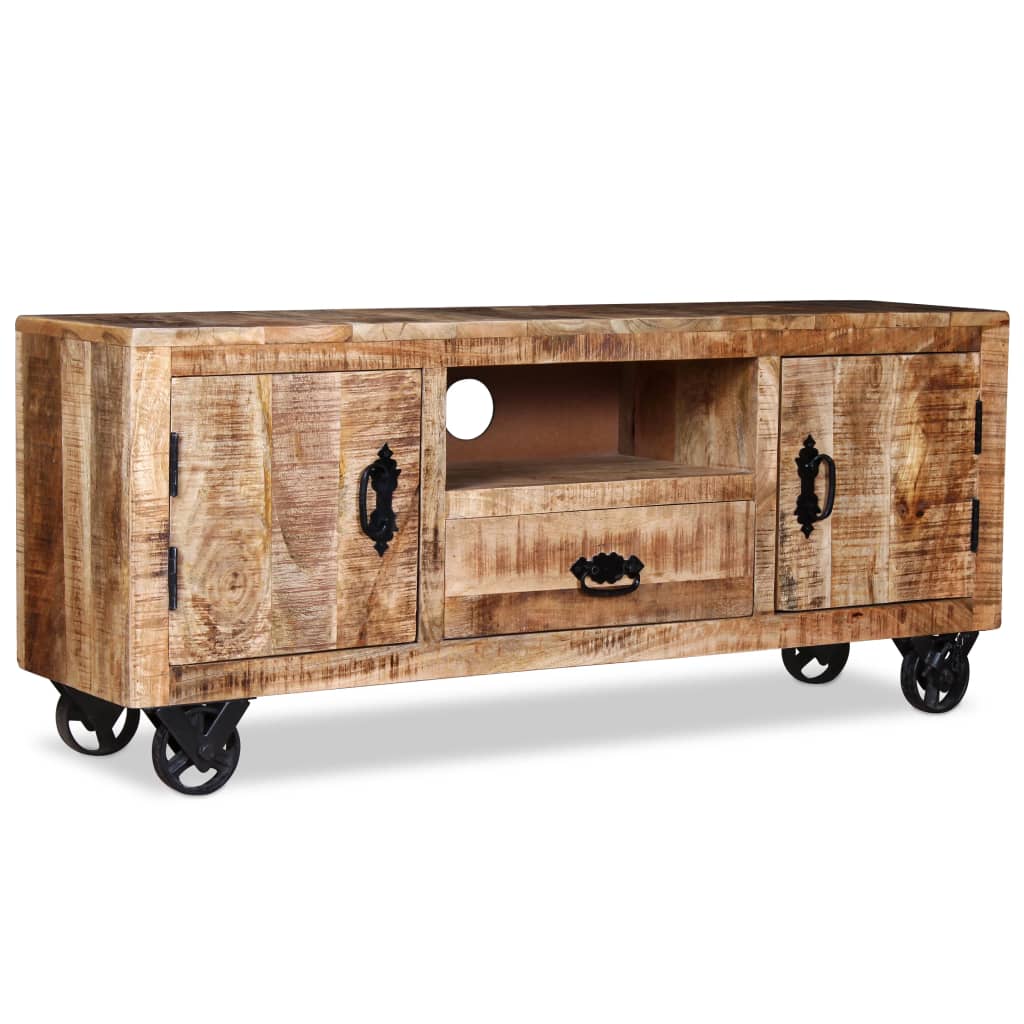 Industrial TV Cabinet Rough Mango Wood 120x30x50 cm