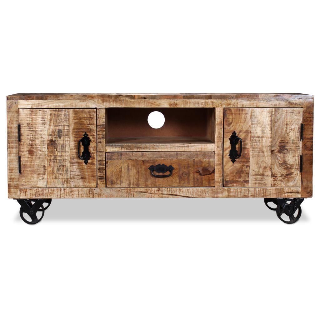 Industrial TV Cabinet Rough Mango Wood 120x30x50 cm