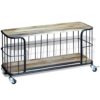 Industrial Birdcage TV Unit on Caster Wheels Mango Wood 100cm