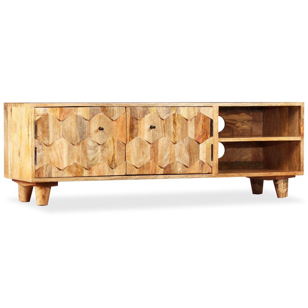 Honeycombe CNC TV Cabinet Light Mango Wood 118cm