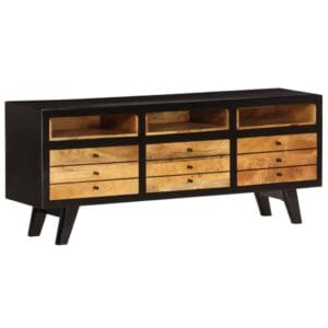 Retro TV Cabinet Black & Brown Mango Wood 120cm Wide