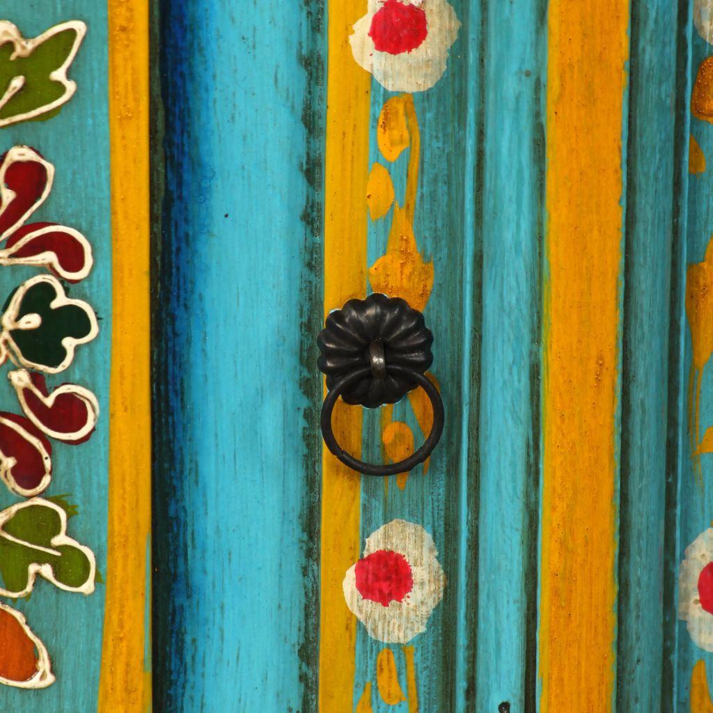TV Cabinet Solid Mango Wood Blue Indian Hand Painted