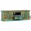 TV Cabinet Solid Mango Wood Blue Indian Hand Painted