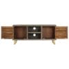 Louvre TV Cabinet Solid Mango Wood Grey with Brass 110x30x48 cm
