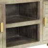 Louvre TV Cabinet Solid Mango Wood Grey with Brass 110x30x48 cm