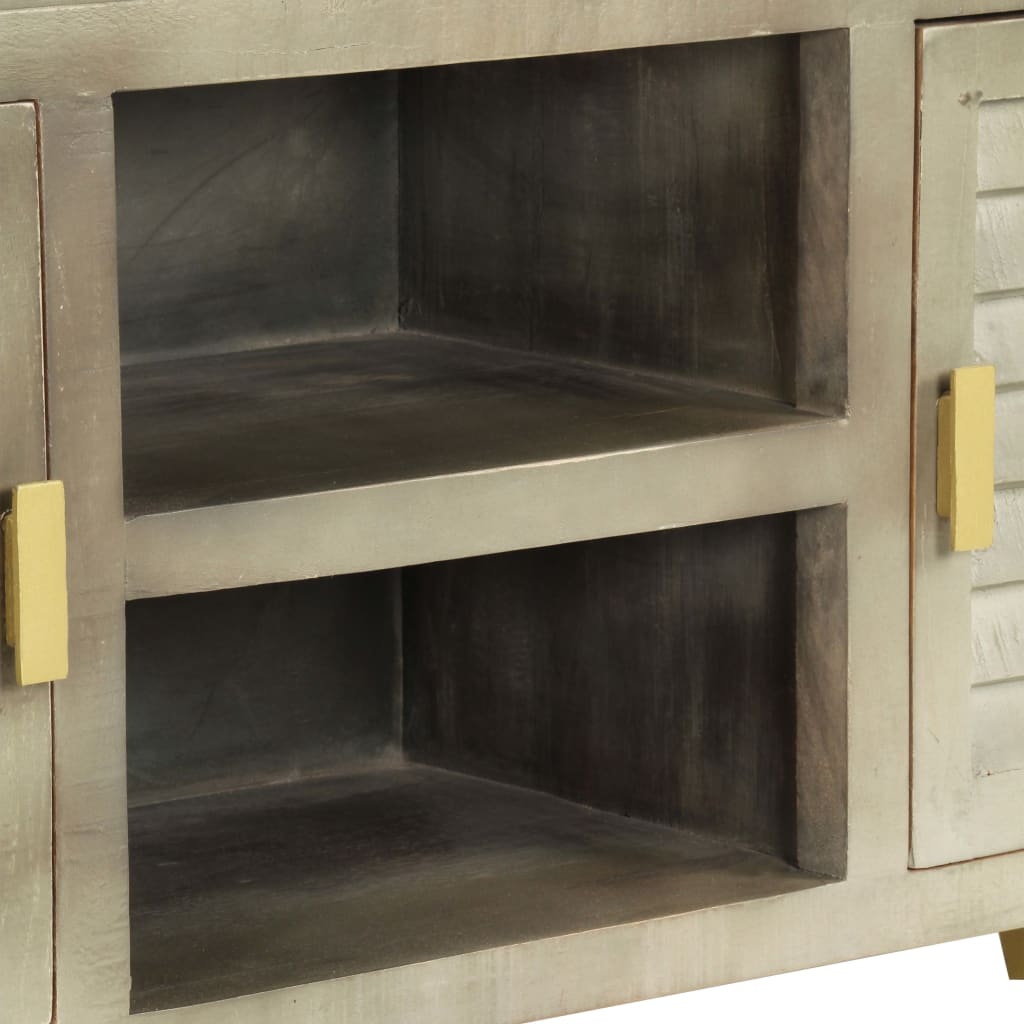 Louvre TV Cabinet Solid Mango Wood Grey with Brass 110x30x48 cm
