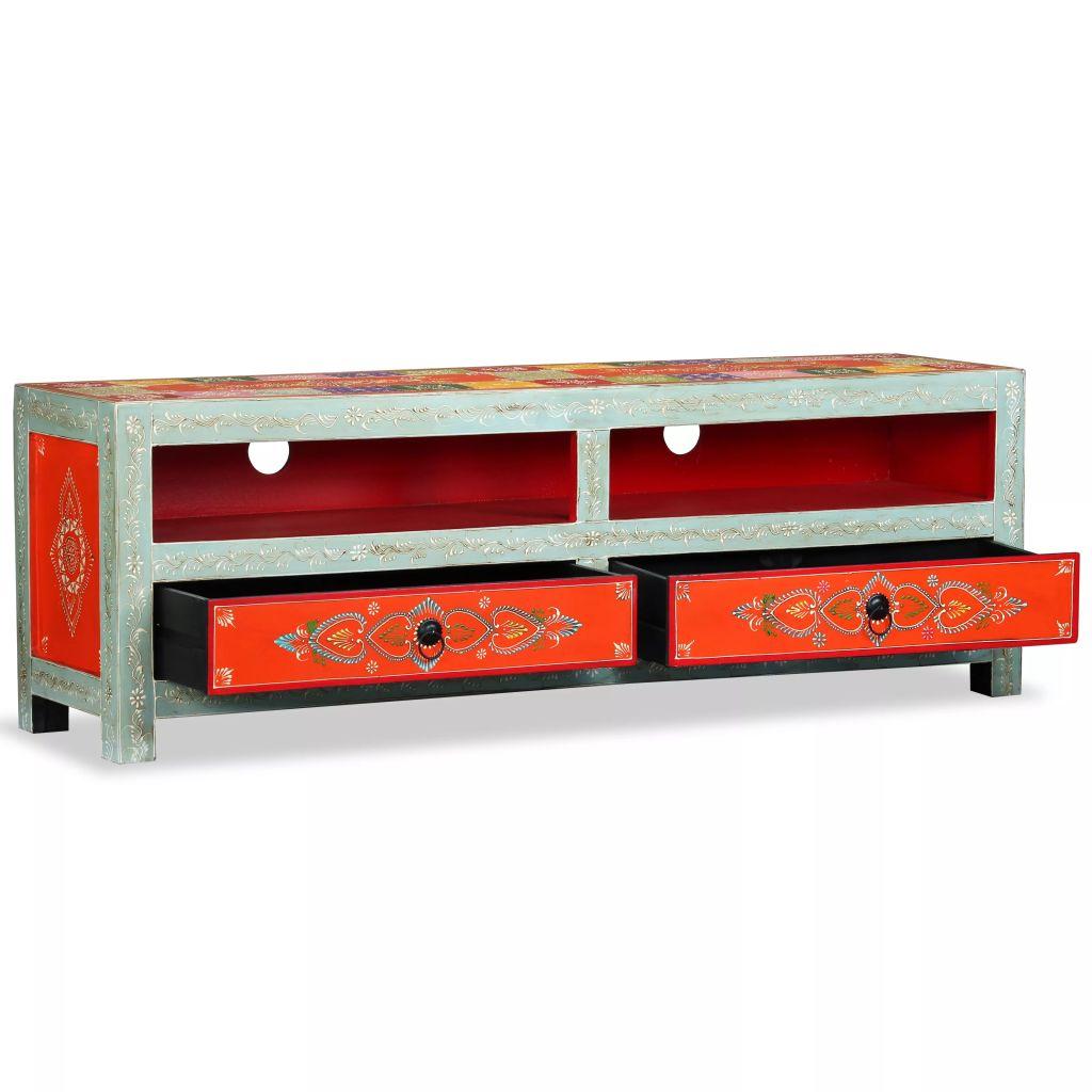 TV Cabinet Solid Mango Wood Indian Hand Painted