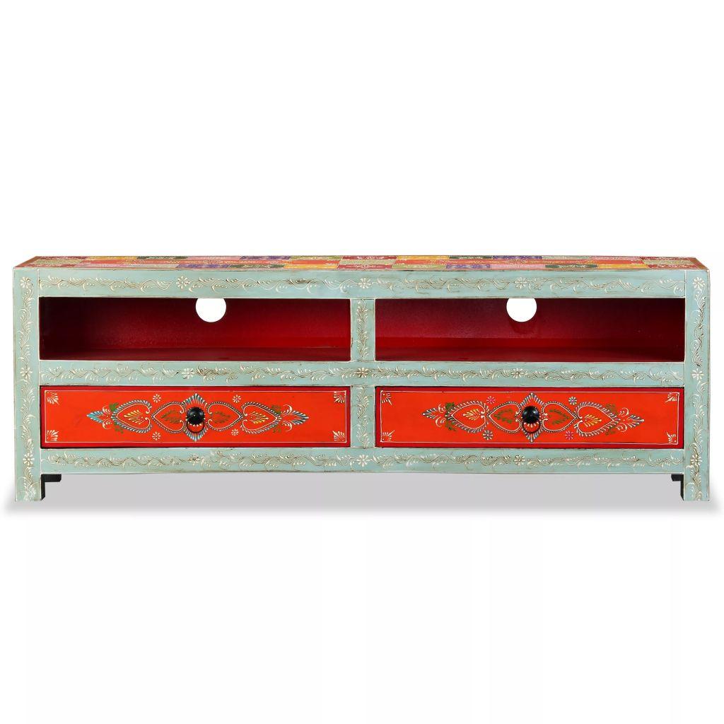 TV Cabinet Solid Mango Wood Indian Hand Painted