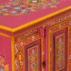 TV Cabinet Solid Mango Wood Pink Indian Hand Painted