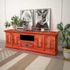 TV Cabinet Solid Mango Wood Pink Indian Hand Painted
