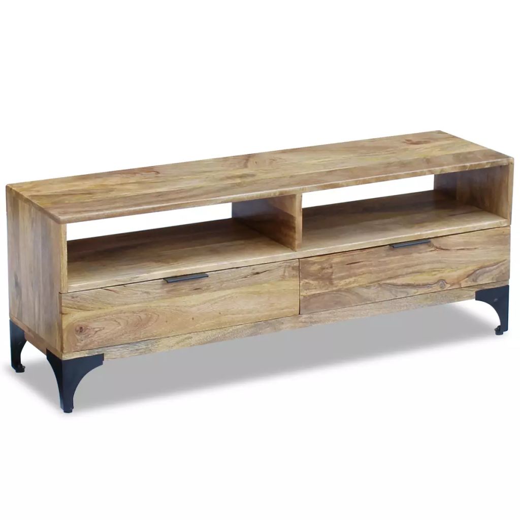 Retro Industrial TV Stand Mango Wood 120x35x45 cm