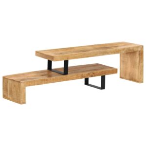 Two Tier Shelf TV Stand Mango Wood & Iron