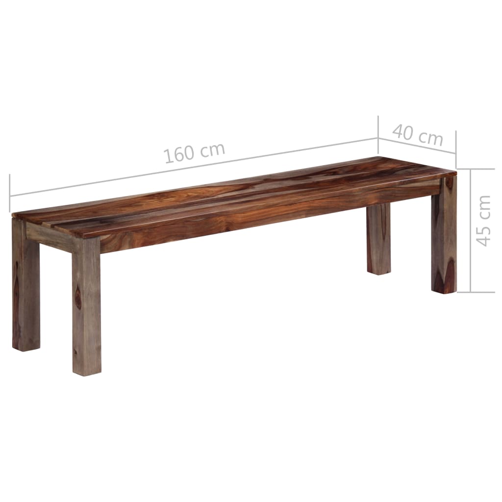 Zen Bench 160 cm Grey Solid Sheesham Wood