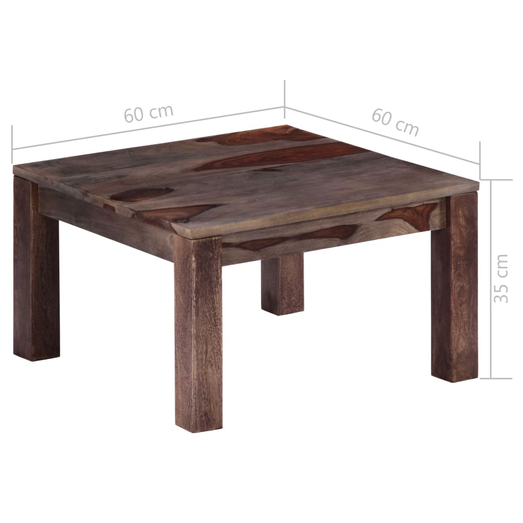 Zen Coffee Table Grey 60x60x35 cm Solid Sheesham Wood