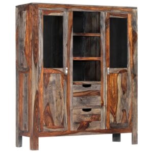 Zen Highboard Grey 118x40x140 cm Solid Sheesham Wood