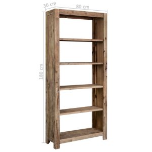 5-Tier Bookcase 80X30X180 Cm Solid Acacia Wood