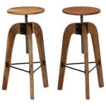 Bar Chairs 2 pcs Solid Acacia Wood 30x(58-78) cm 1