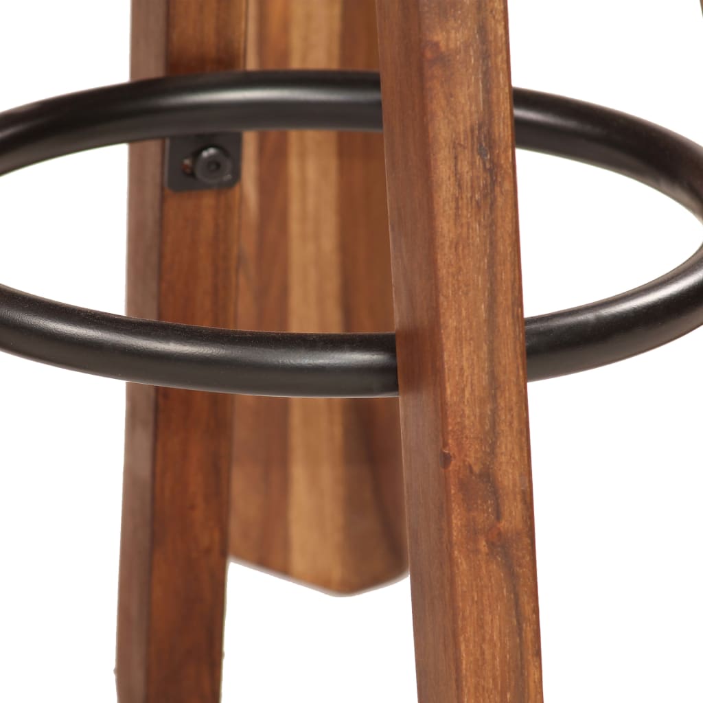 Bar Set 3 Pieces Solid Sheesham Wood Real Leather