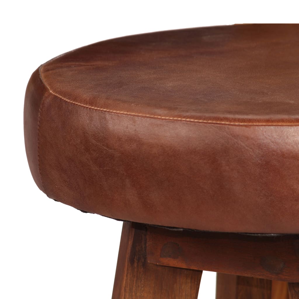 Bar Set 3 Pieces Solid Sheesham Wood Real Leather