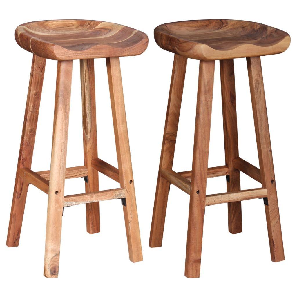 Bar Stools 2 pcs Solid Acacia Wood 38x37x76 cm