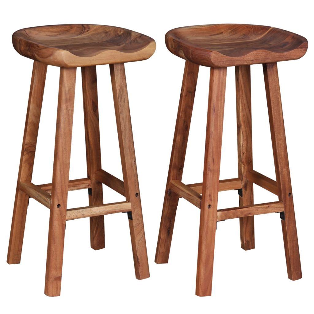 Bar Stools 2 pcs Solid Acacia Wood 38x37x76 cm