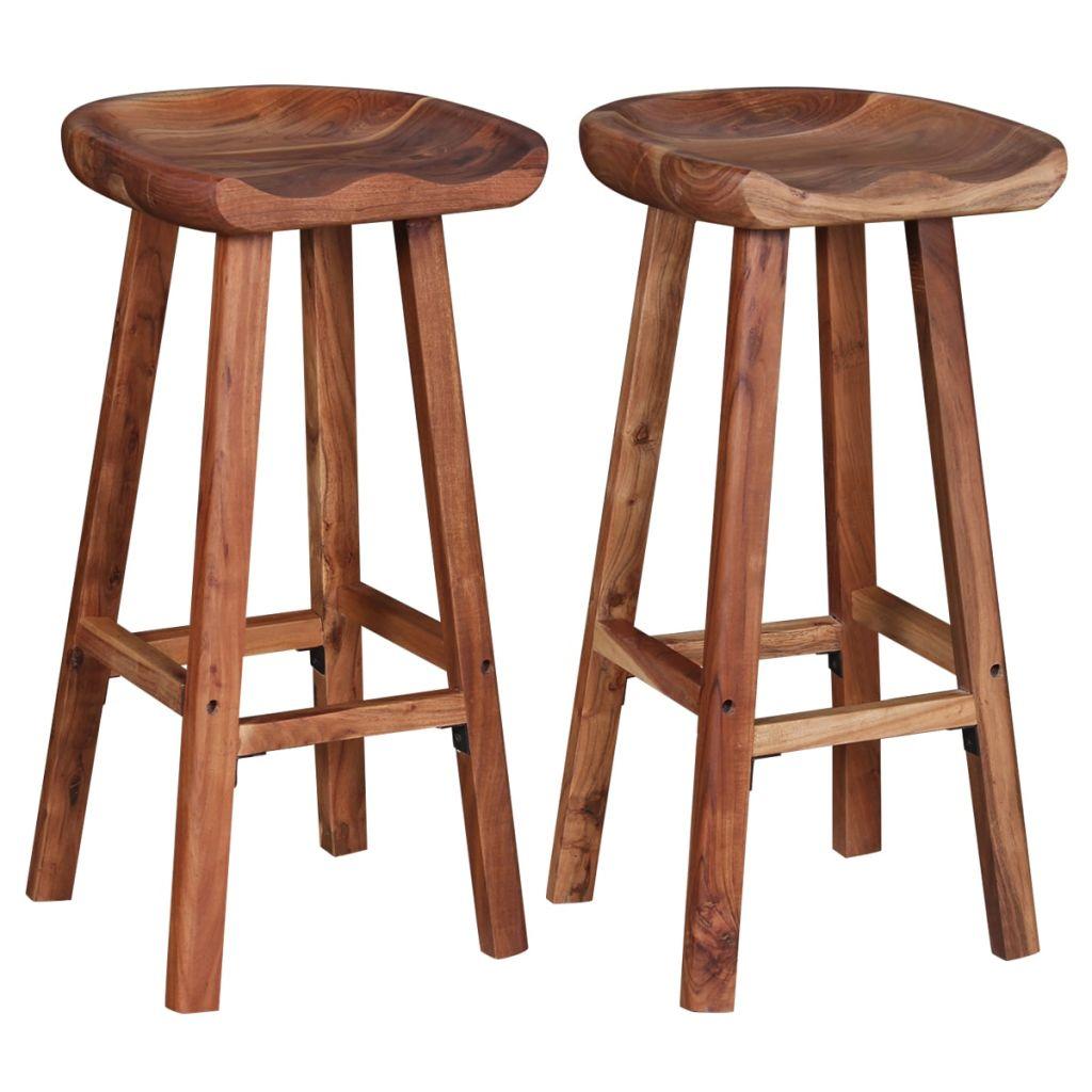 Bar Stools 2 pcs Solid Acacia Wood 38x37x76 cm