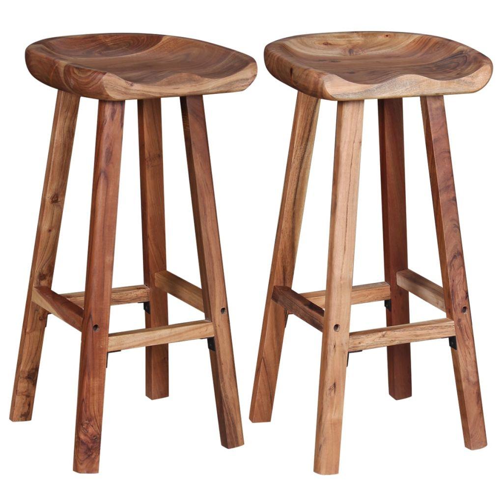 Bar Stools 2 pcs Solid Acacia Wood 38x37x76 cm