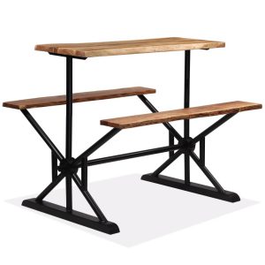 Bar Table with Benches Solid Acacia Wood 120x50x107 cm