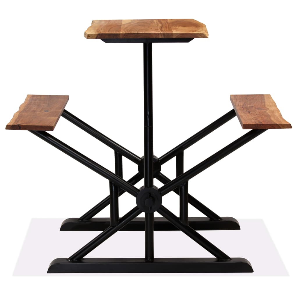 Bar Table with Benches Solid Acacia Wood 80x50x107 cm