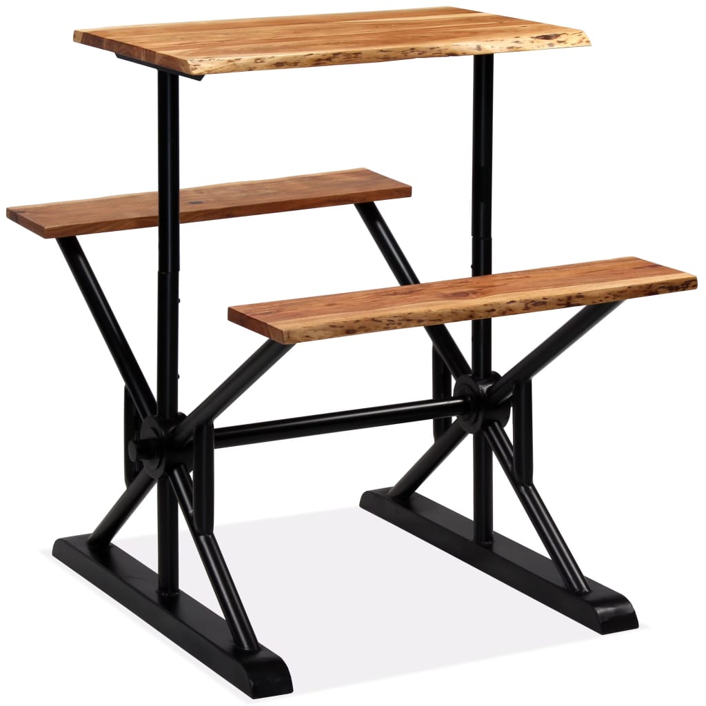 Bar Table with Benches Solid Acacia Wood 80x50x107 cm