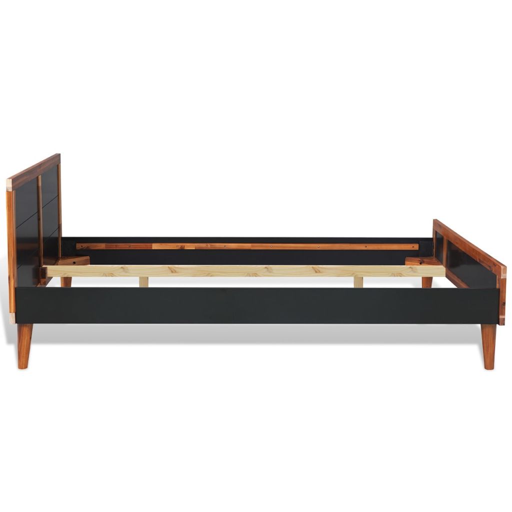 Bed Frame Black Solid Acacia Wood 180x200 cm